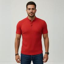 Camiseta Masculina Manga Curta Raglan Modelo Henley Premium