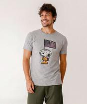 Camiseta Masculina Manga Curta Snoopy Cinza-18291
