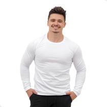 Camiseta Masculina Manga Longa Algodão Básica Lisa