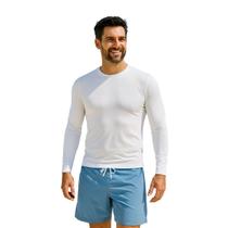 Camiseta Masculina Manga Longa Branco com Proteção UV Camiseta Masculina Manga Longa Branco com Proteção UV