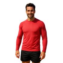 Camiseta Masculina Manga Longa Vermelho com Proteção UV Camiseta Masculina Manga Longa Vermelho com Proteção UV