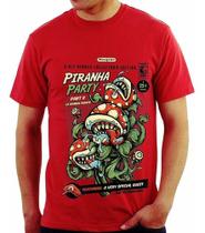 Camiseta Masculina Mario Bros Piranha Jogo Game Retro