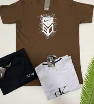 Camiseta masculina marrom e branca Camiseta masculina marrom e branca