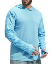 Camiseta masculina MIER de manga longa com capuz UPF 50+ azul-celeste XL