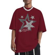 Camiseta masculina Migxsaf Star G2k Camisas grandes, roupas de rua, camisetas vintage, grunge, inspiradoras, motivacionais e casuais (vinho, vermelho,