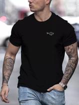 Camiseta Masculina Moda Estilo Algodao Estampa Tubarao
