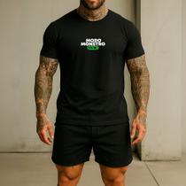 Camiseta Masculina Modo Monstro On Gym Academia Treino Fitness Tecido Algodão