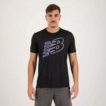Camiseta masculina new balance accelerate print preta e azul