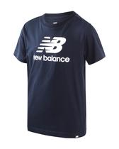 Camiseta masculina New Balance Cotton Core Stacked Logo Navy 14-16