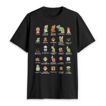 Camiseta masculina Nintendo Pixel Cast 3GG de algodão preto