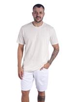 Camiseta Masculina Oceano Bordado Linho 102724