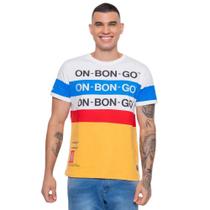 Camiseta Masculina Onbongo Stripes Amarela Mostarda D929A