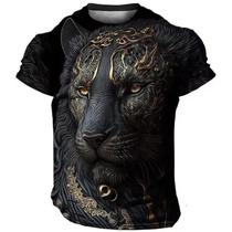 Camiseta Masculina Oversized Com Estampa 3D De Leão, Casual De Verão, Manga Curta, Estilo Harajuku,