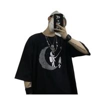 Camiseta Masculina Oversized Com Estampa De Caveira Gótica Verão 2023 Streetwear Y2k Anime Escuro