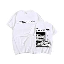 Camiseta Masculina Oversized De Algodão Com Estampa Casual De Verão Anime Japonês AE86 R34 Skyline Camiseta Masculina Oversized De Algodão Com Estampa Casual De Verão Anime Japonês AE86 R34 Skyline