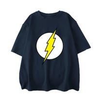 Camiseta Masculina Oversized De Algodão Com Estampa the BIG BANG Theory Lightning, Casual,