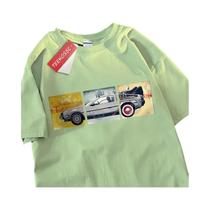 Camiseta Masculina Oversized De Algodão Para O Verão Com Design De Carro Do Filme De Volta Para O