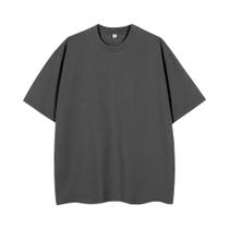 Camiseta Masculina Oversized De Verão 260GSM Moda Coreana Manga Curta Solta Básica Lisa