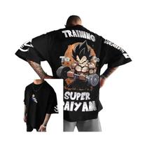 Camiseta Masculina Oversized Dragon Ball Anime Verão Casual Solta Manga Curta Estilo Harajuku