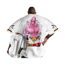 Camiseta Masculina Oversized Dragon Ball Majin Com Estampa Gráfica, Algodão, Casual, Verão, Y2K,