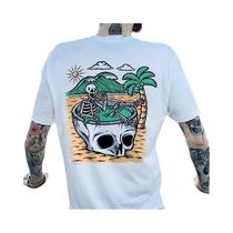Camiseta Masculina Oversized Gótica Harajuku Com Estampa De Caveira, Manga Curta, Estilo Punk