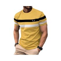 Camiseta Masculina Oversized Listrada Casual Estampada Verão Manga Curta Moda Streetwear