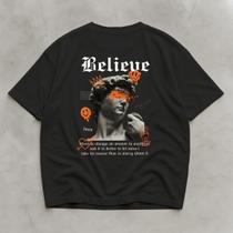 Camiseta Masculina Oversized Malha Premium 30.1 Believe Moda