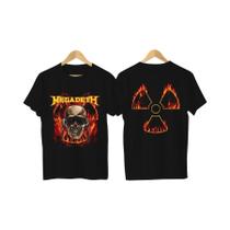 Camiseta Masculina Oversized Megadeth Flaming Vic Com Estampa Gráfica Casual Respirável Confortável