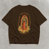 Camiseta Masculina Oversized Streetwear Religiosa Guadalupe