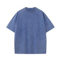 Camiseta Masculina Oversized Vintage De Algodão Pesado Lavado Para O Verão, Manga Curta, Estilo