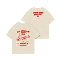 Camiseta Masculina Oversized Vintage Kimi Räikkönen F1 Racing Graphic Tee 100% Algodão Retrô Casual
