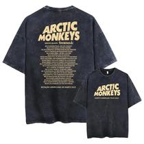 Camiseta Masculina Oversized Vintage Lavada Com Estampa Gráfica Do Álbum De Música Arctic Monkeys,
