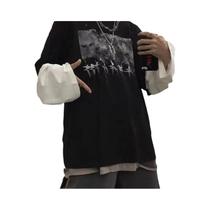 Camiseta Masculina Oversized Y2K Anime Casual De Manga Longa Harajuku Streetwear Hip Hop