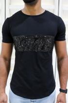 Camiseta Masculina Paete Camisa Long Com Detalhe Lantejola
