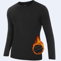 Camiseta Masculina Peluciada Preta Térmica Lisa Blusa pra Inverno e Frio
