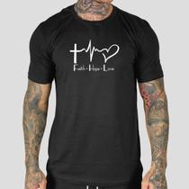 Camiseta Masculina Personalizada Fait Hope Love Básica Camiseta Masculina Personalizada Fait Hope Love Básica