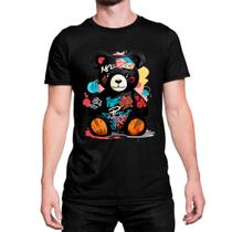 Camiseta Masculina Personalizado Urso Style Rabisco Ref03 Camisa Algodão Malha Premium Basica