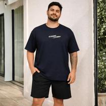 Camiseta Masculina Plus Size Básica Dry-Fit Tech Oceano Camiseta Masculina Plus Size Básica Dry-Fit Tech Oceano