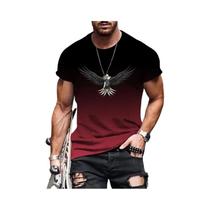 Camiseta Masculina plus Size Com Estampa 3D De Águia Em Gradiente, Secagem Rápida, Para Esportes E