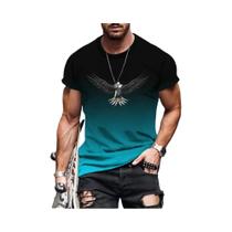 Camiseta Masculina plus Size Com Estampa 3D De Águia Em Gradiente, Secagem Rápida, Para Esportes E