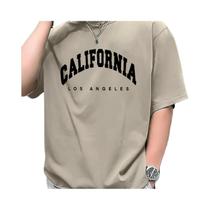 Camiseta Masculina plus Size De Verão Em Algodão Casual Com Corte Solto E Estampa Da Califórnia