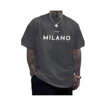 Camiseta Masculina plus Size De Verão Em Algodão Casual Com Corte Solto E Estampa De Manga Curta