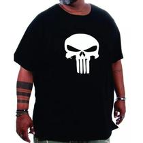 Camiseta Masculina Plus Size Estampa Justiceiro - G1 ao G3
