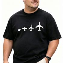 Camiseta Masculina Plus Size G1 ao G5 Algodão Premium Estampa Avião Preta Confortável Casual G1 G2 G Camiseta Masculina Plus Size G1 ao G5 Algodão Premium Estampa Avião Preta Confortável Casual G1 G2 G