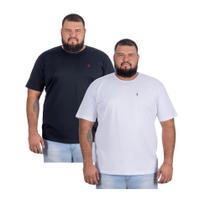 Camiseta Masculina Plus Size Kit 2 Pç Preto e Branco
