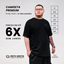 Camiseta Masculina Plus Size Lisa Preta 100% Algodão