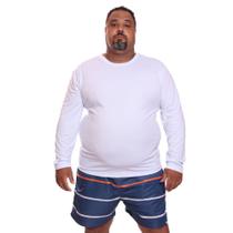 Camiseta Masculina Plus Size Manga Longa Dry Fit Lisa Proteção Solar UV Térmica Camisa Treino Academia Praia