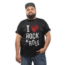 Camiseta Masculina Plus Size Personalizada Love Rock Roll G1 a G3 Camiseta Masculina Plus Size Personalizada Love Rock Roll G1 a G3