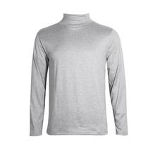 Camiseta Masculina plus Size Slim Fit De Gola Alta Em Cor Sólida, Casual De Manga Longa Para