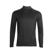 Camiseta Masculina plus Size Slim Fit De Gola Alta Em Cor Sólida, Casual De Manga Longa Para